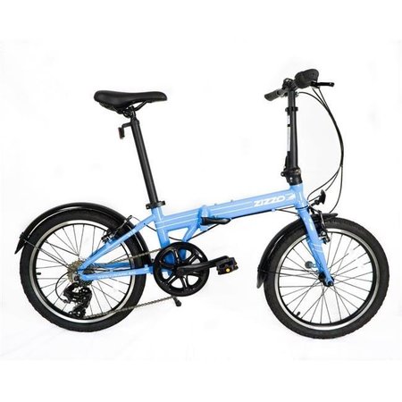 EUROMINI EuroMini 16012 Zizzo Via 26 lbs Lightweight Aluminum Frame Shimano 7-Speed Folding Bike; Sky Blue - 20 in. 16012